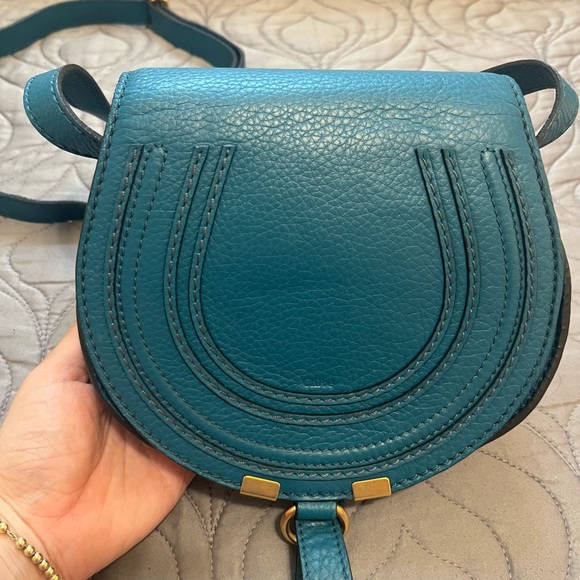 Chloe Mini Marcie Saddle Bag, Blue - 100% Authentic - Picture 4 of 15